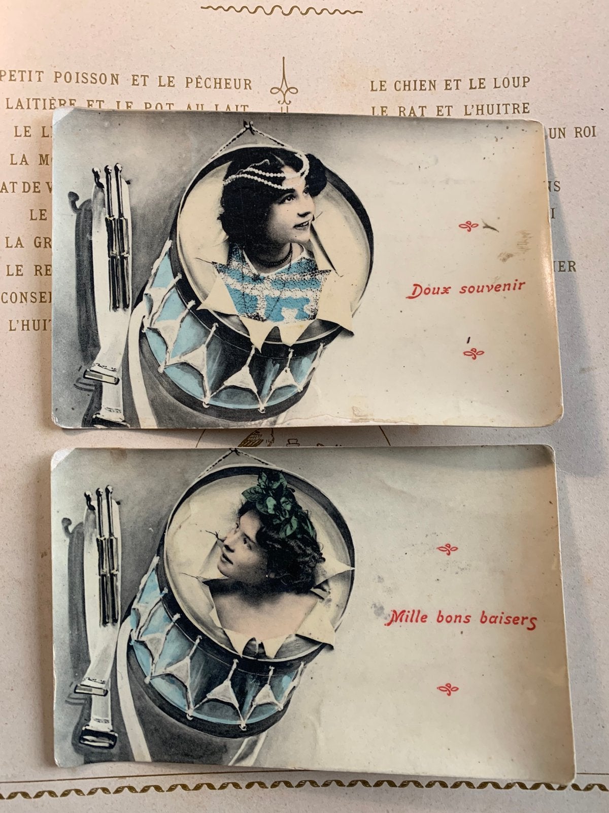 Meisje komt uit trommel, Ophalen of Verzenden, Voor 1920, Gelopen, Muziek