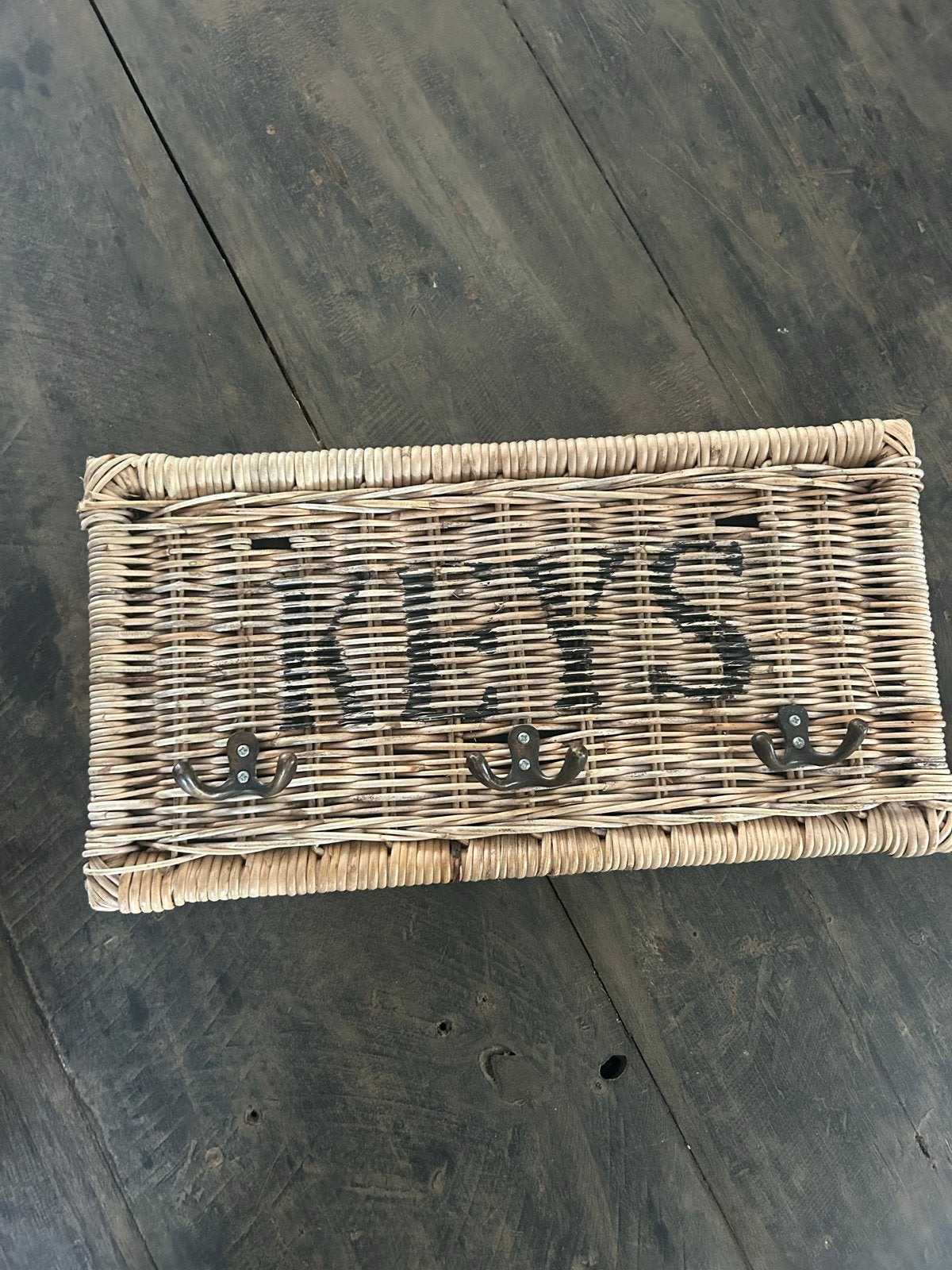 Riviera Maison sleutelhaakje 'KEYS' van rotan, Overige materialen, Gebruikt, Wandhaken, -