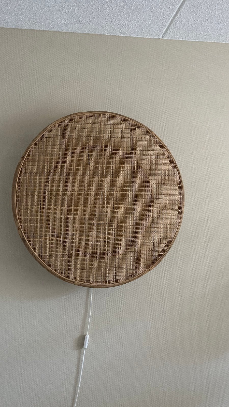 Wandlamp rotan webbing 78 cm, Huis en Inrichting, Woonaccessoires | Kamerschermen, Ophalen, Zo goed als nieuw