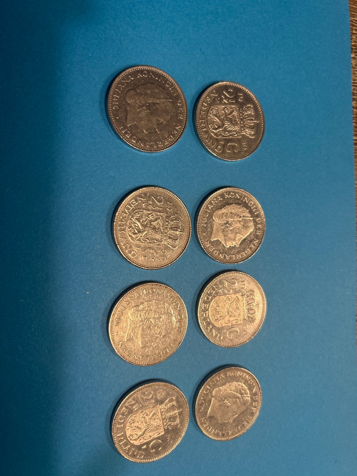 Set van 8 rijksdaalders uit 1980, Koningin Juliana, Setje, Zilver, Ophalen of Verzenden