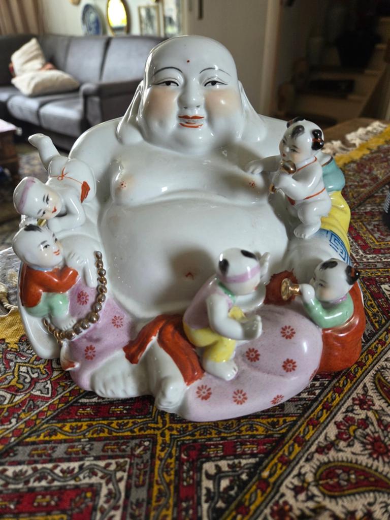 Grote Porseleinen Boeddha met Kinderen - Made in China, Antiek en Kunst, Ophalen of Verzenden