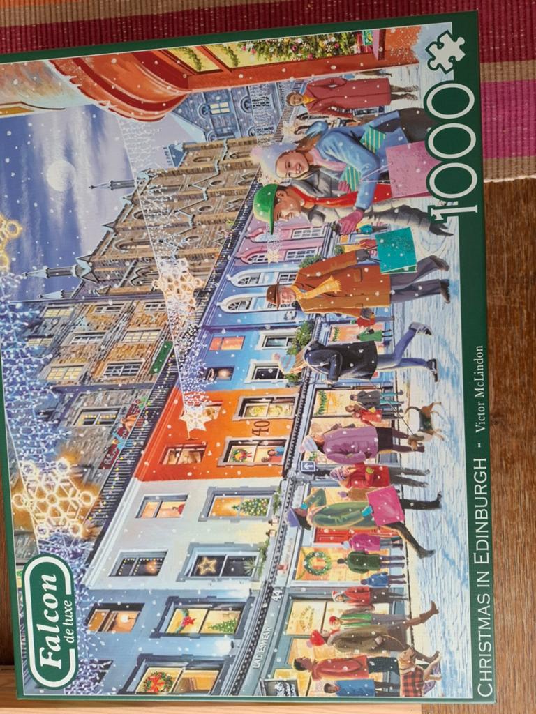 Falcon de luxe Kerstpuzzel Edinburgh 1000 stukjes, Ophalen of Verzenden, 500 t/m 1500 stukjes, Zo goed als nieuw, Legpuzzel