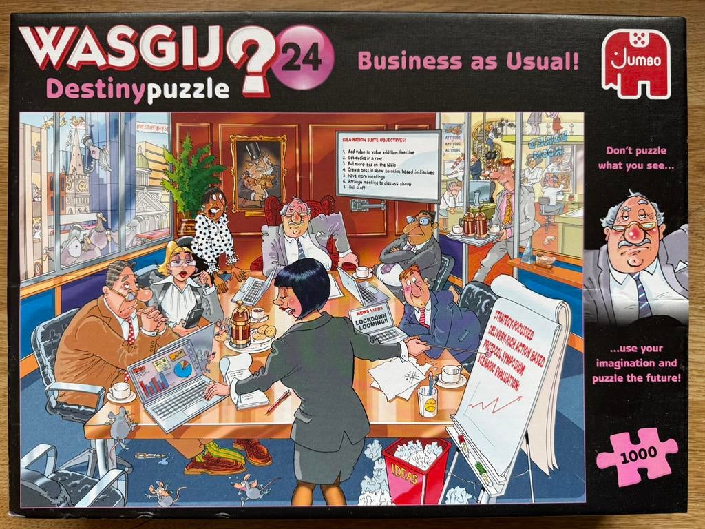 Wasgij - Destiny - 1000 st - Business as usual, Ophalen, 500 t/m 1500 stukjes, Zo goed als nieuw, Legpuzzel
