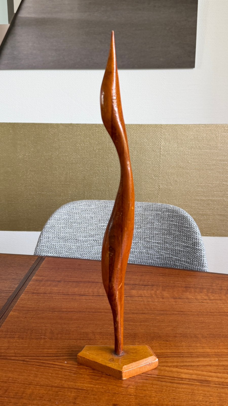 Vintage Scandinavische Teakhouten vogel, Ophalen of Verzenden, Handgemaakt, 20 - 50 cm, Beeld