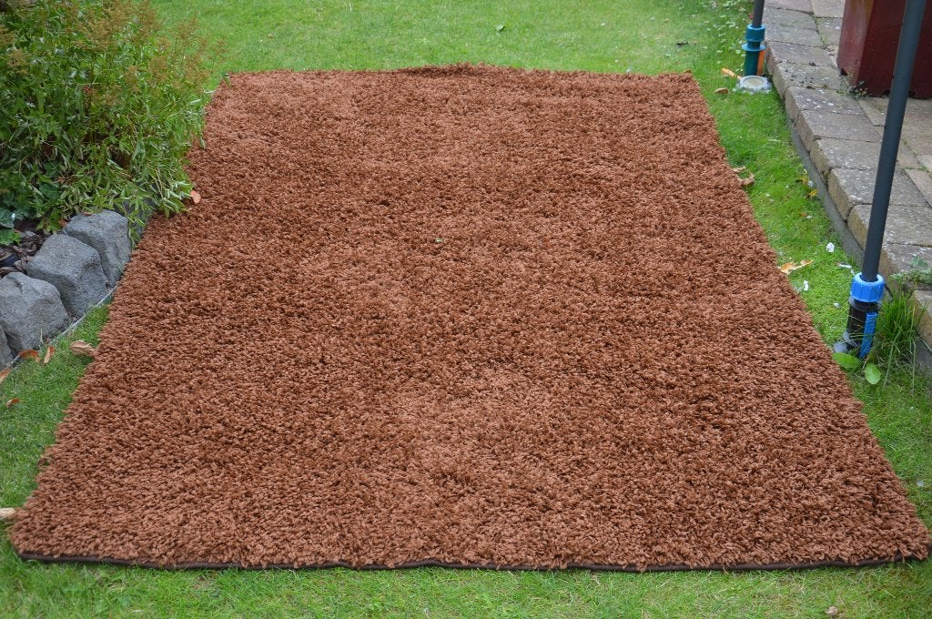 Groot hoogpolig tapijt/ vloerkleed kleur terra gemêleerd 300, Hoogpolig, Bruin, 150 tot 200 cm, 200 cm of meer