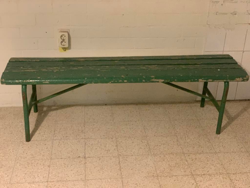 Vintage Italiaanse tuinbank - Groen, 150 cm, Ophalen, Gebruikt