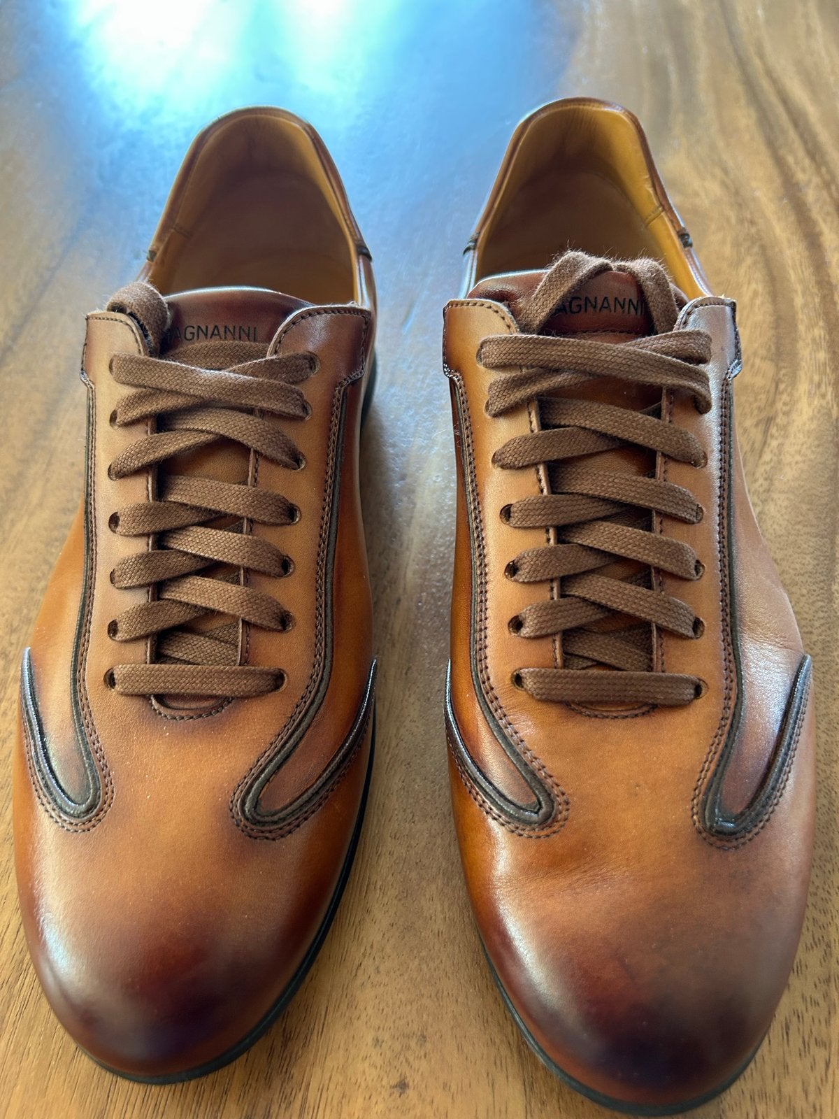 Magnanni Leren Sneakers - Cognac Bruin, Ophalen, Bruin, Sneakers of Gympen, Zo goed als nieuw