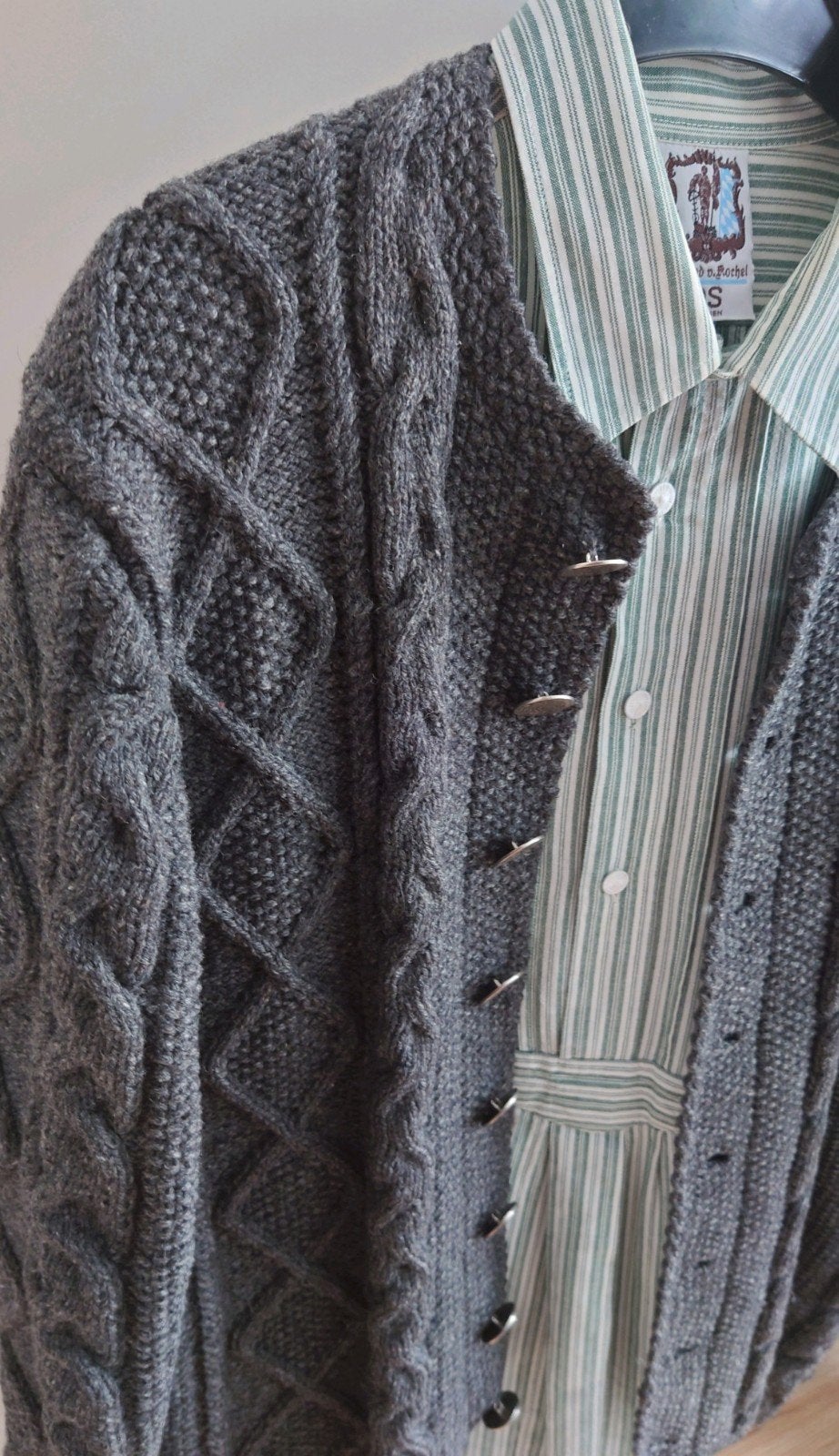 Trachten outfit Origineel Bayrish Trachten vest & hemd, Maat 52/54 (L), Tracht und Heimat, Ophalen of Verzenden, Grijs
