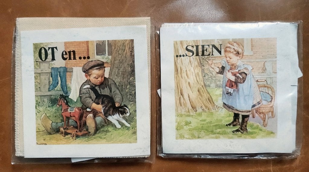 2 borduurpakketjes OT & SIEN - Nouvelle - 10x10 cm, Verzenden, Zo goed als nieuw, Handborduren, Borduurpakket