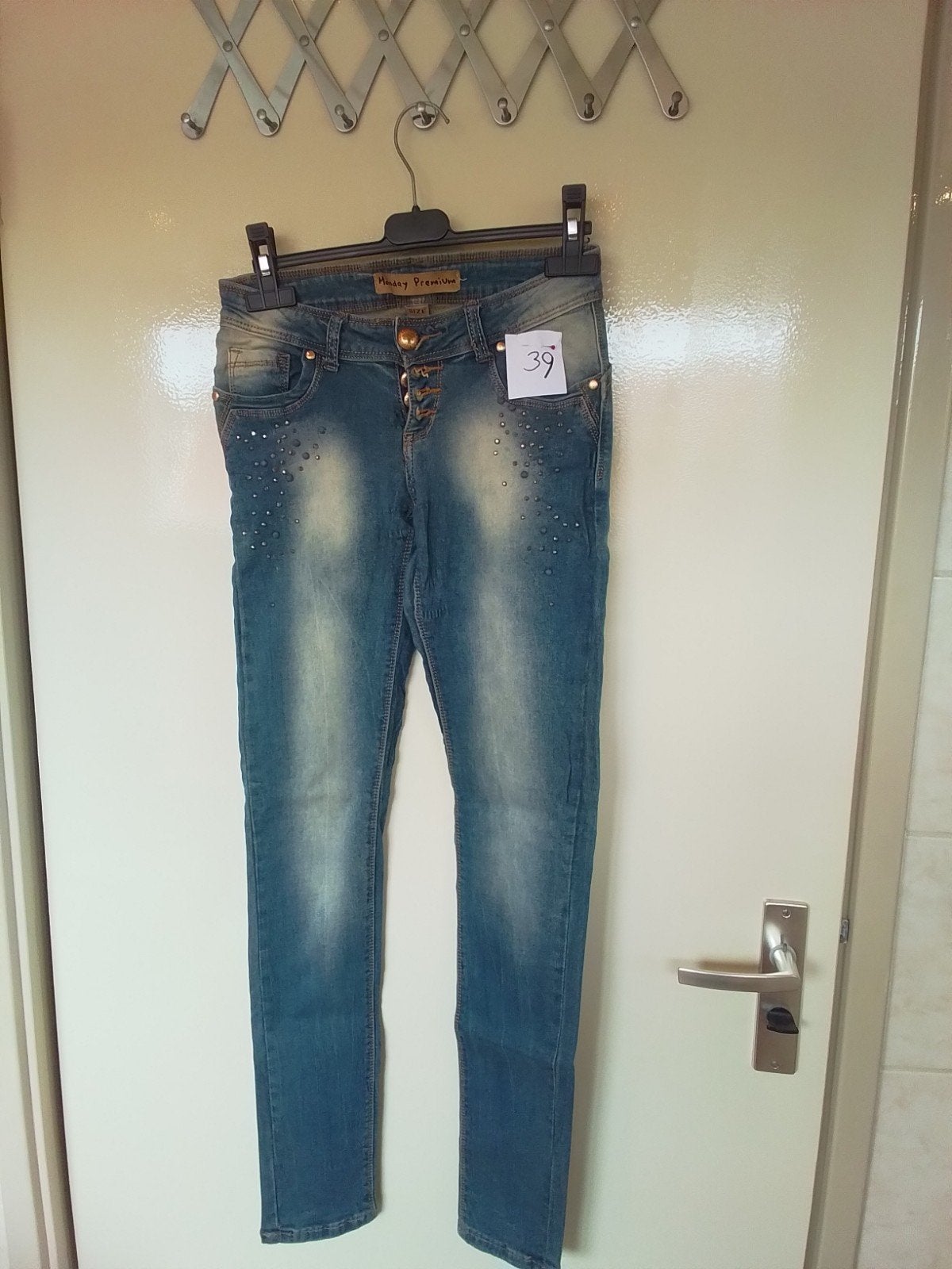 39 Strech spijker broek van Monday Premium maat S  36, Ophalen of Verzenden, Zo goed als nieuw, Blauw, W28 - W29 (confectie 36)