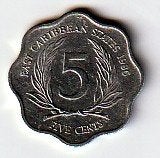 5  cent  1986  East Caribian States. km. 12 ( 0,25 ), Ophalen of Verzenden, Noord-Amerika, Losse munt