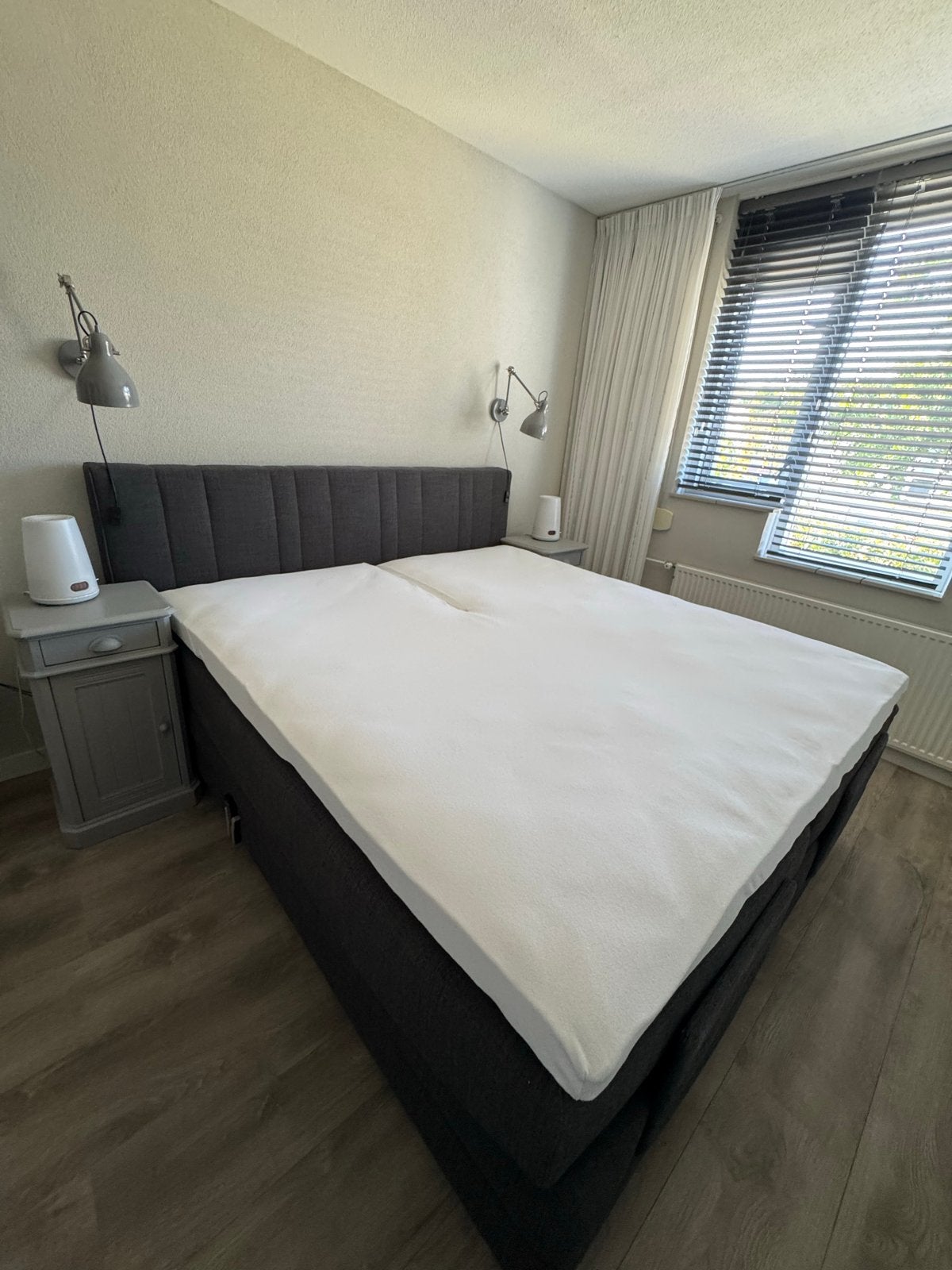 Velda Boxspring 180x200 elektrisch, antraciet, incl. nachtka, Tweepersoons, Ophalen of Verzenden, 180 cm, 200 cm