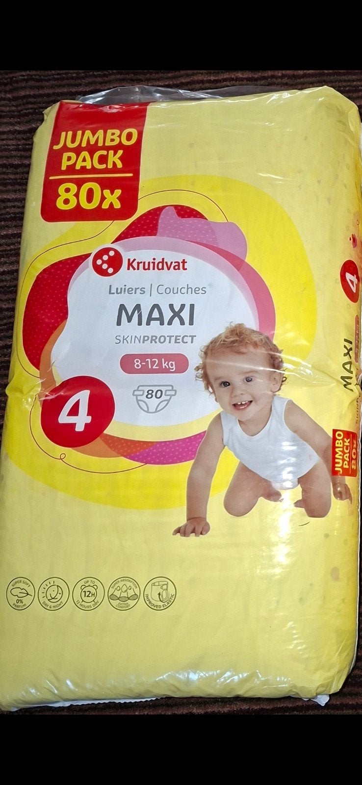 Kruidvat Luiers Maxi Maat 4 (8-12 kg) - Jumbo Pack 80 stuks, Ophalen of Verzenden