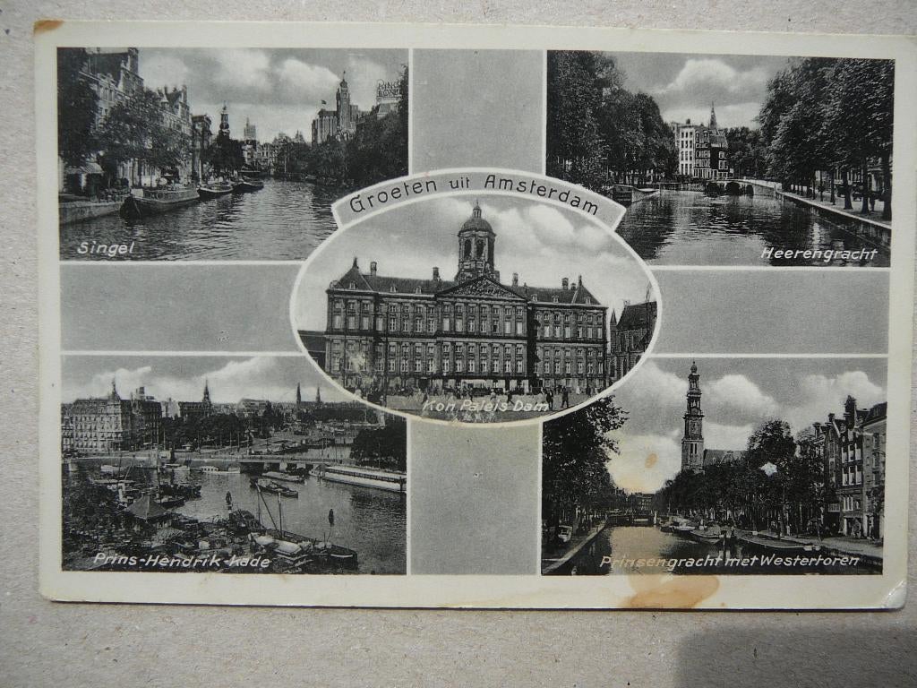Amsterdam. Groeten uit 5 luik., Ophalen of Verzenden, 1920 tot 1940, Gelopen, Noord-Holland