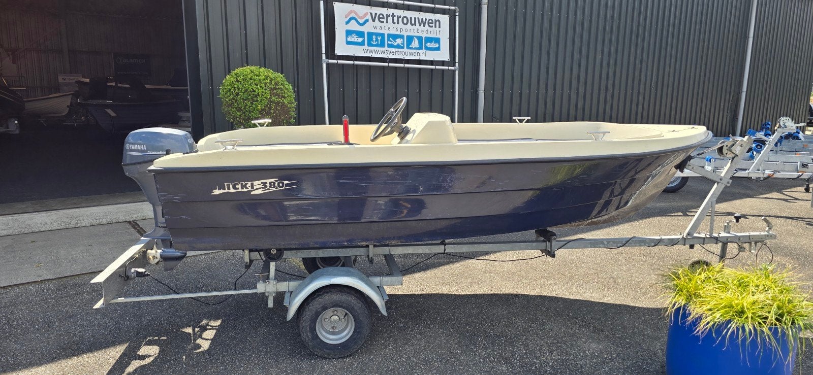 nicki 380 met 9.9 pk yamaha en trailer set, Watersport en Boten, Ophalen, Overige merken, Gebruikt, Tot 10 pk
