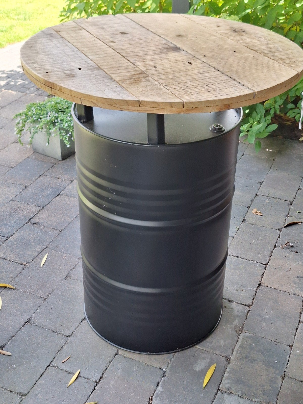 Statafel,zwart/hout,olievat,biertafel,tuin,mencave,nieuw, Ophalen, Nieuw