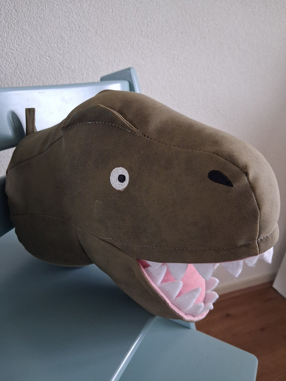 Dino muurknuffel T-Rex Hoofd - Groen, Ophalen, Zo goed als nieuw, Jongen of Meisje