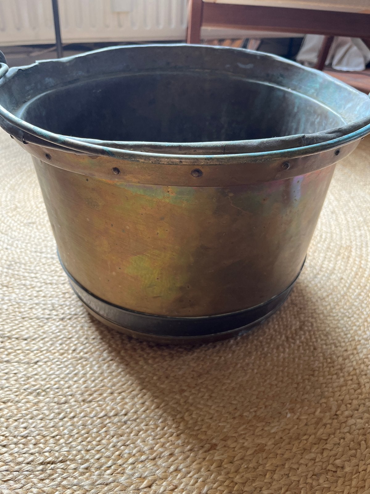 Antieke Koperen Pot - Doorsnede 36 cm - Met Barstjes, Ophalen, Koper