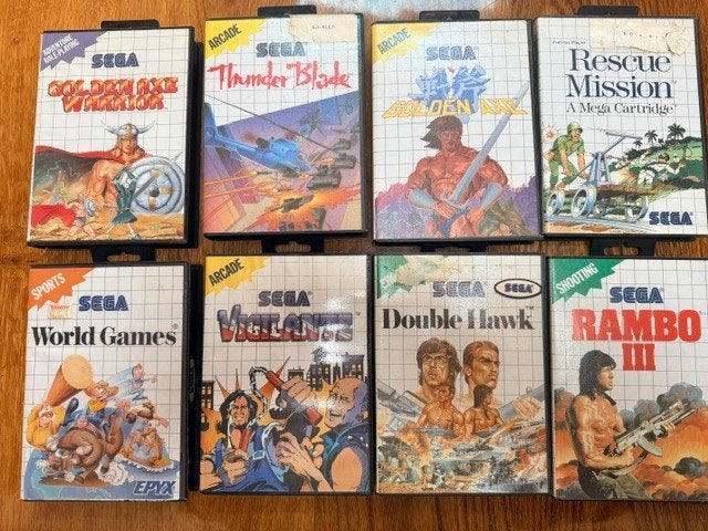 Sega 8-bit games 8 stuks, Gebruikt, 1 speler, Eén computer, Vanaf 3 jaar