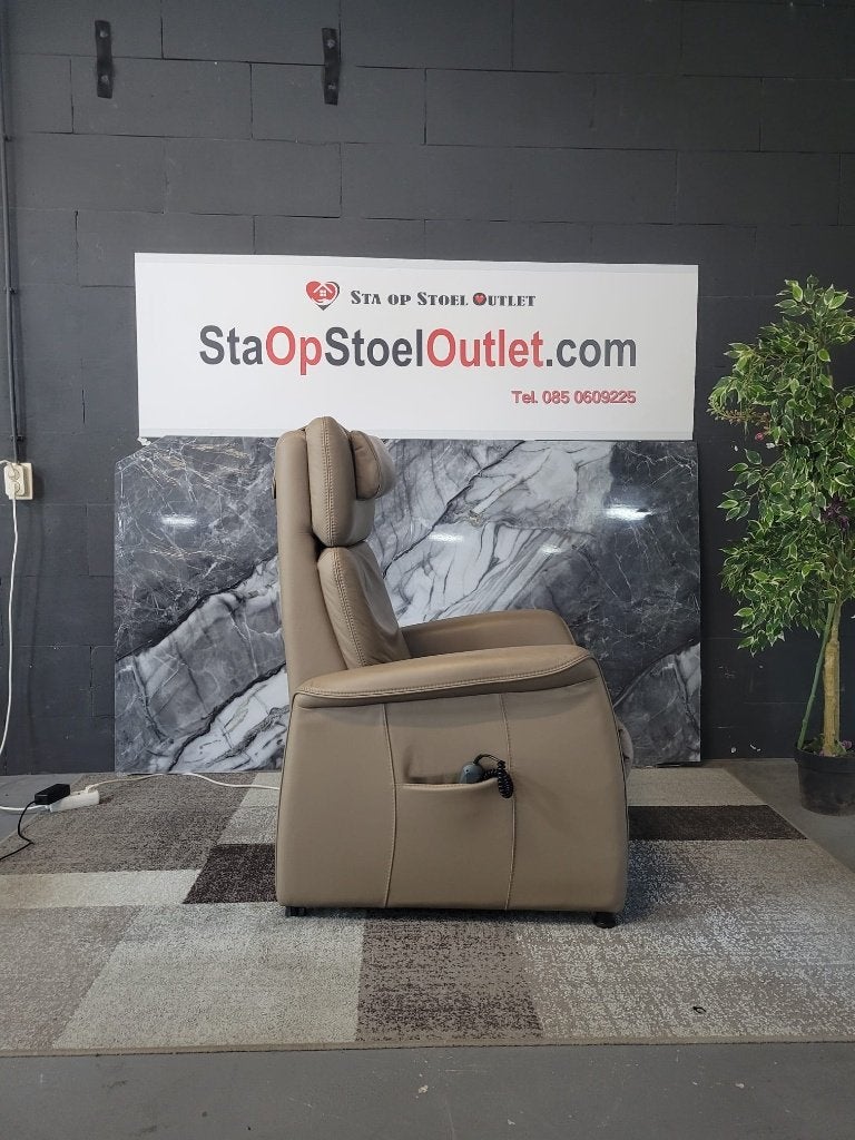 Staopstoel Prominent Leder Taupe, Minder dan 75 cm, Leer, Ophalen of Verzenden, Zo goed als nieuw