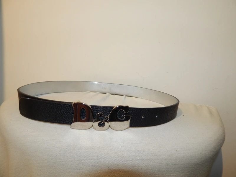 Dolce & Gabbana zwarte leren riem zilveren merk gesp
