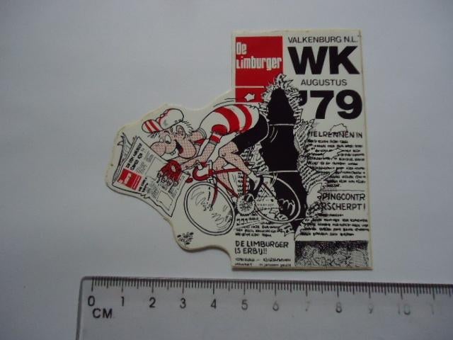 sticker oud Wielrennen 1979 WK Valkenburg Gorter strip, Verzamelen, Verzenden, Zo goed als nieuw, Bedrijf of Vereniging