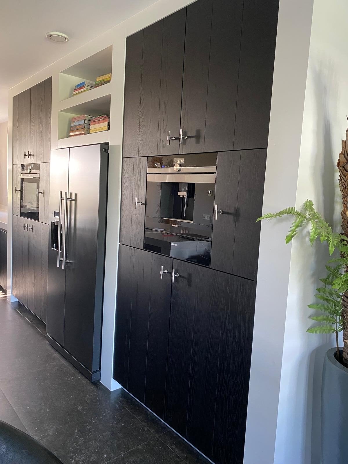 Luxe kookeiland met kastenwand en diverse appara, Ophalen, Gebruikt, Zwart, Overige typen