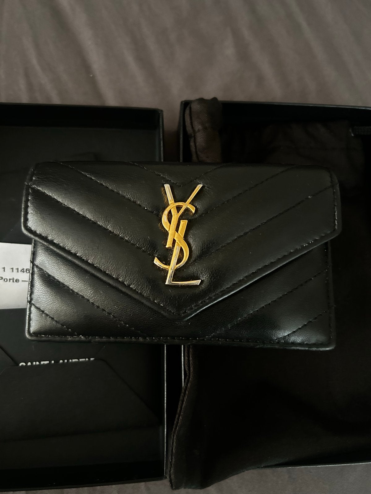 Saint Laurent YSL Portemonnee Zwart Leer Zo goed als nieuw, Overige merken, Zwart, Ophalen of Verzenden, Zo goed als nieuw