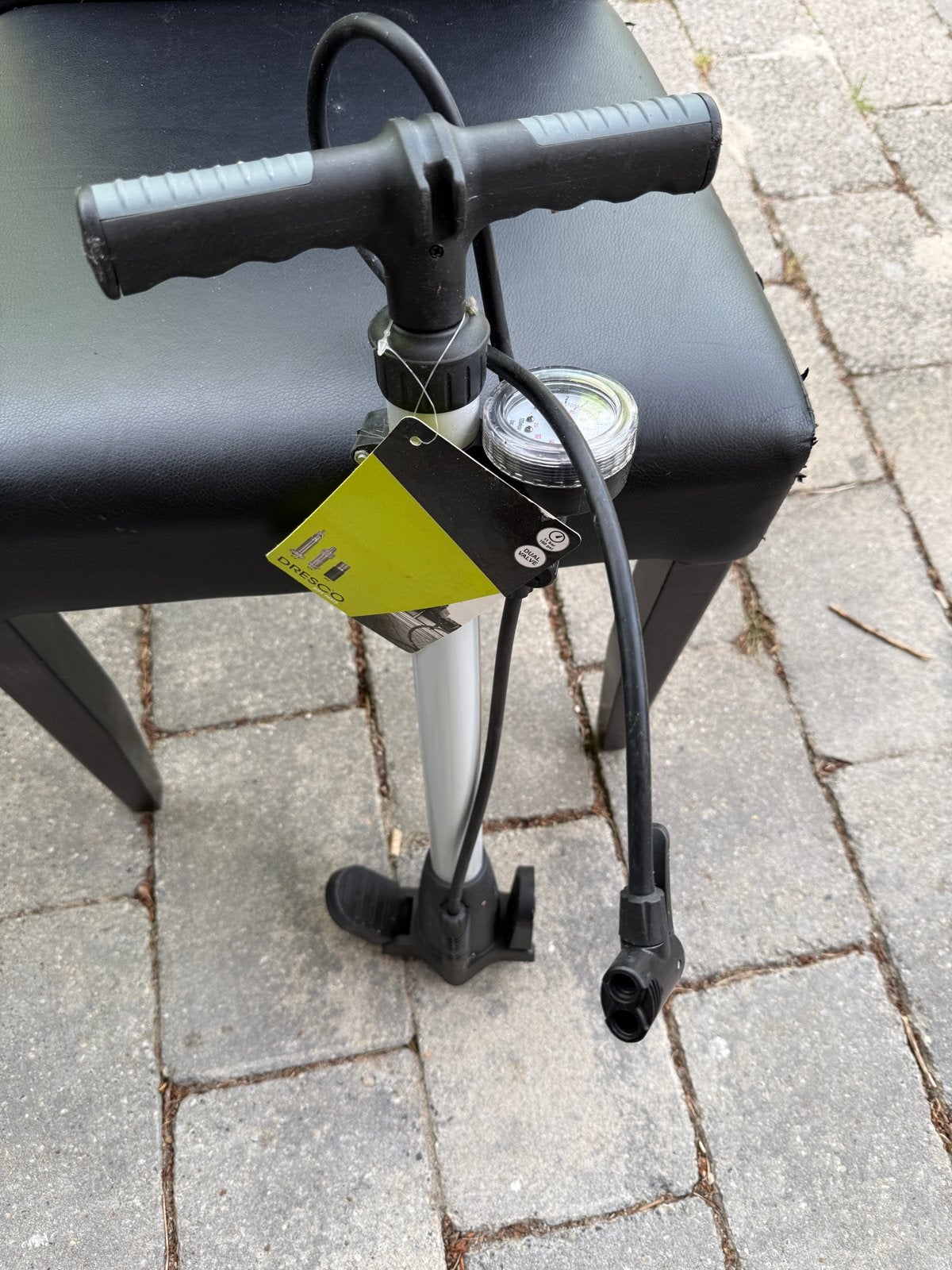 Dresco Vloerpomp met Manometer en Dubbel Ventiel, Ophalen, Drukmeter, Nieuw
