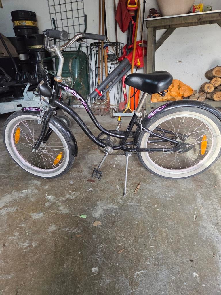 Stoere zwarte cruiser fiets met vlammen, Ophalen, Terugtraprem, Gebruikt, Staal