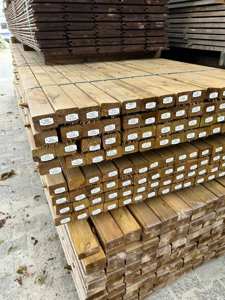 Geimpregneerd 45x70 mm regels balken, Tuin en Terras, Nieuw, Ophalen of Verzenden, Hardhout, 250 cm of meer