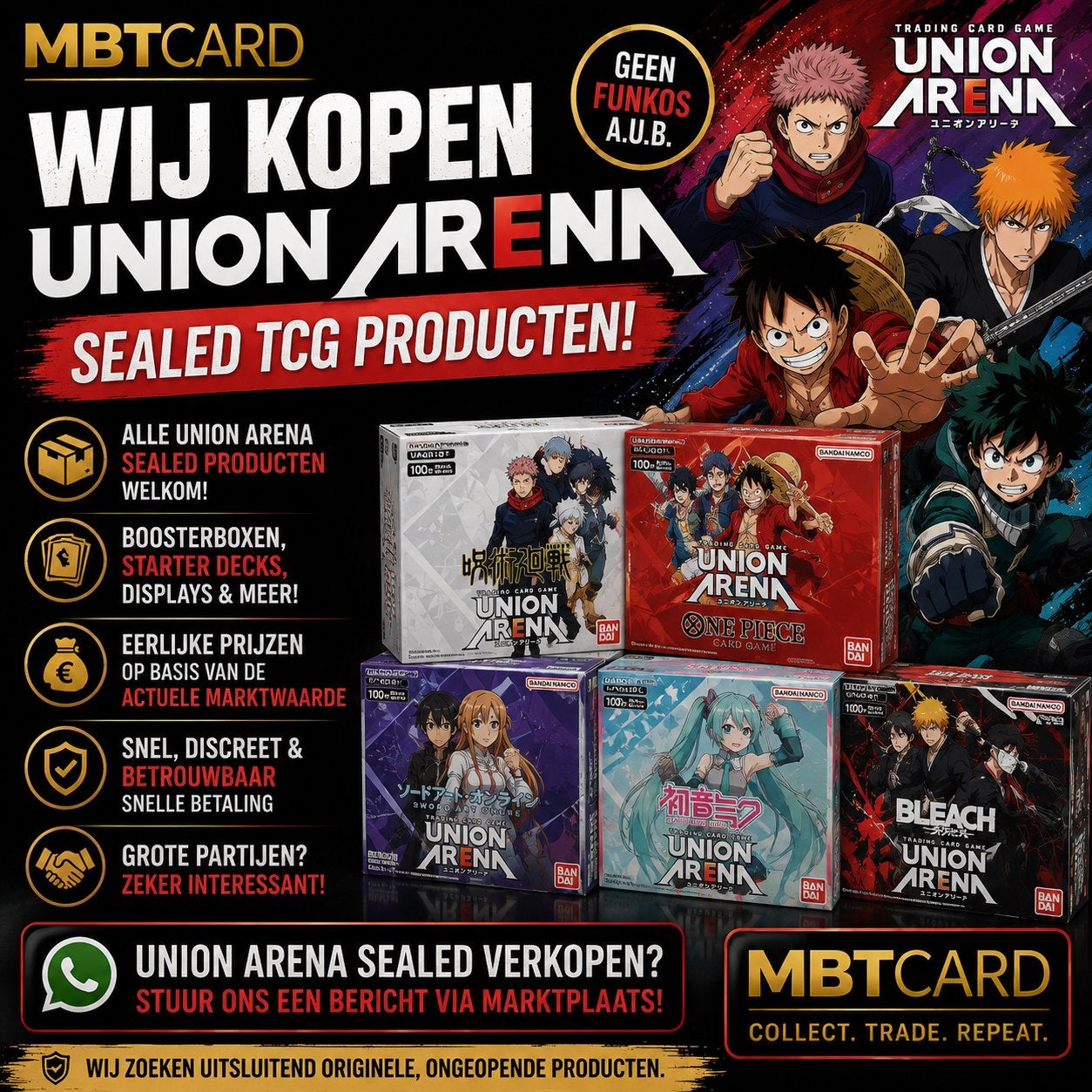 UNION ARENA SEALED GEZOCHT!, Ophalen of Verzenden, Zo goed als nieuw