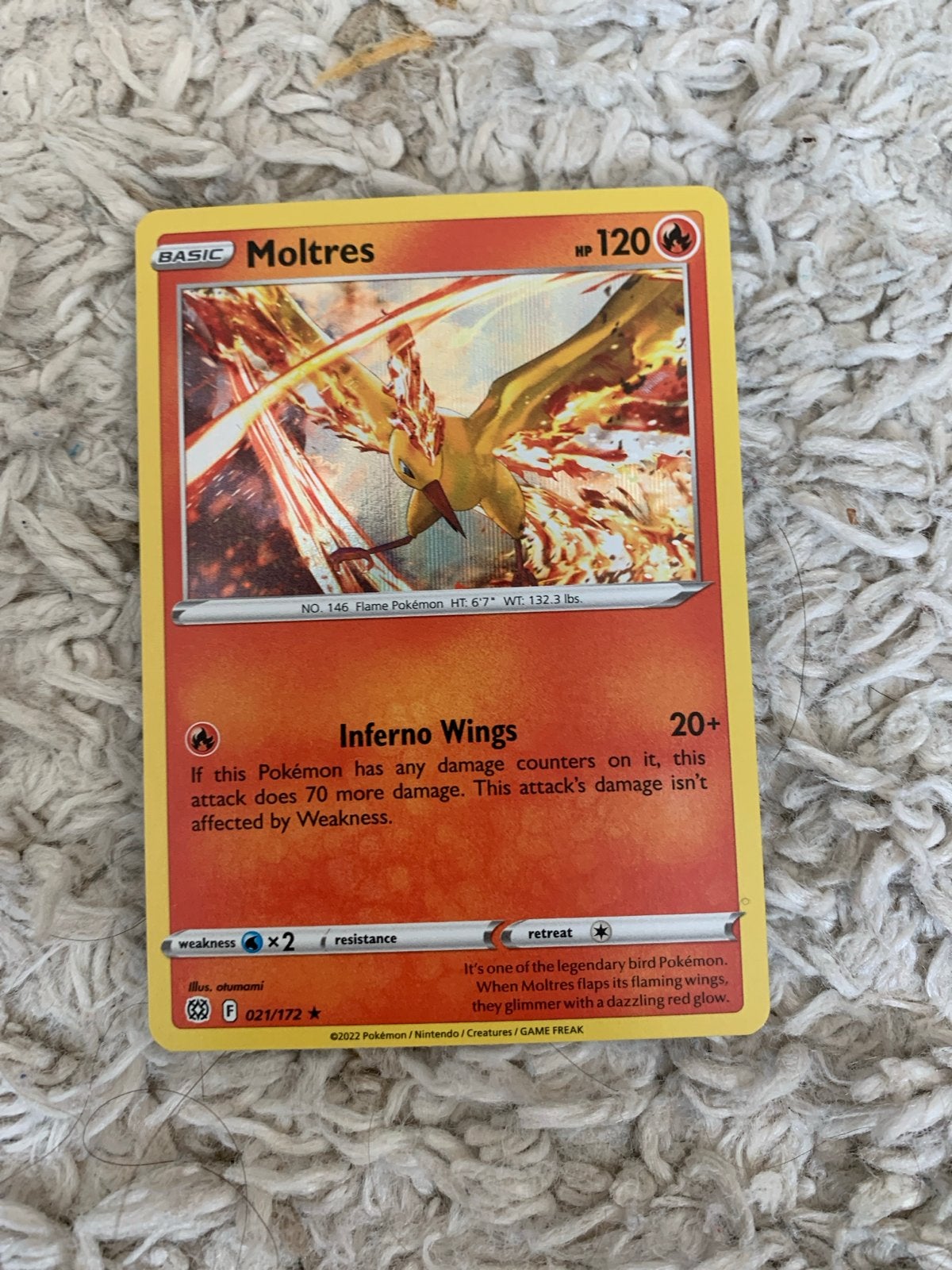 Moltres Pokémon Kaart - Holo, Ophalen of Verzenden, Zo goed als nieuw, Losse kaart