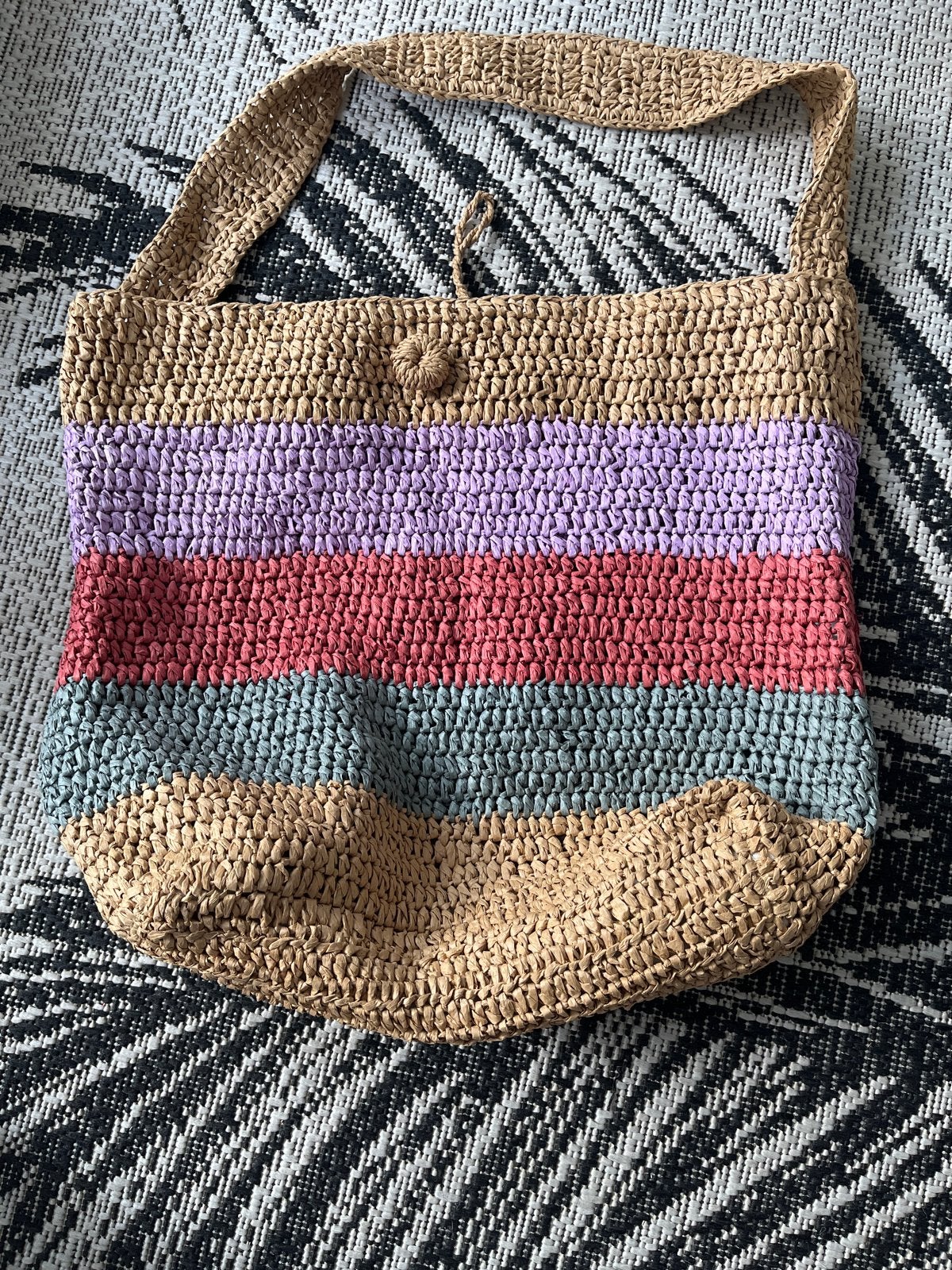 Pull&Bear Stro Tas - Kleurrijke Strepen, Sieraden, Tassen en Uiterlijk, Tassen | Damestassen, Ophalen of Verzenden, Gebruikt, Overige kleuren