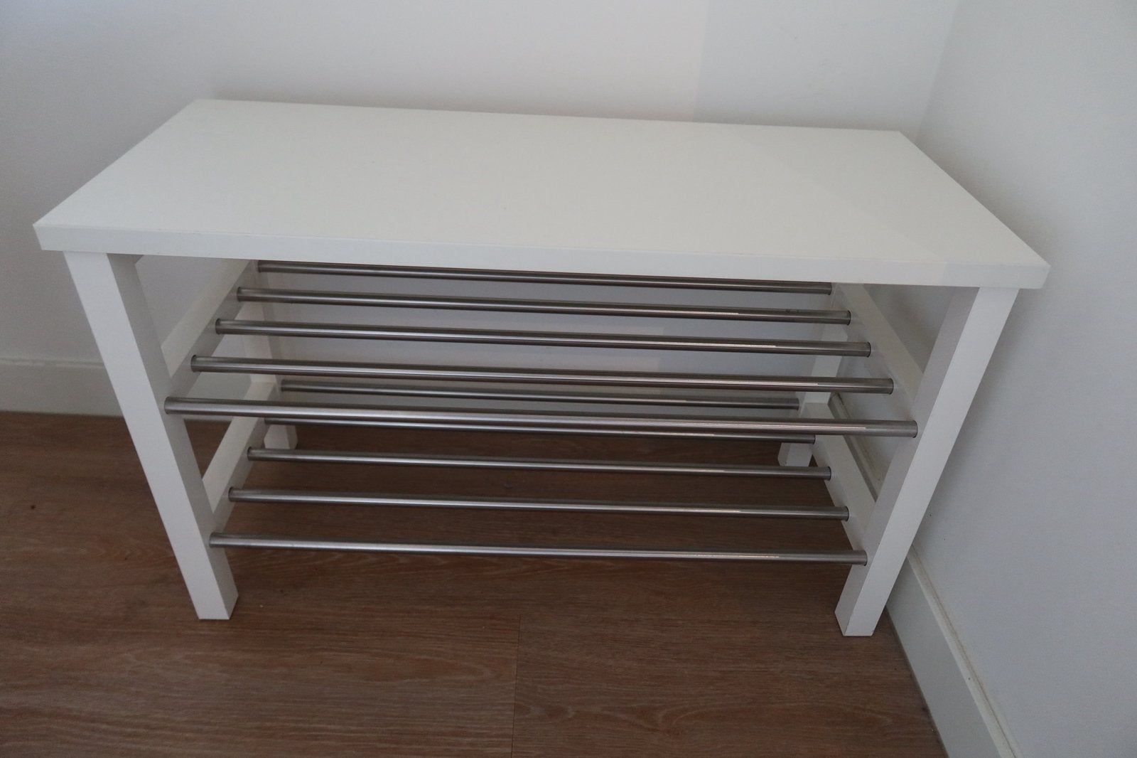 IKEA TJUSIG schoenenrek met bankje – wit, Ophalen, Gebruikt