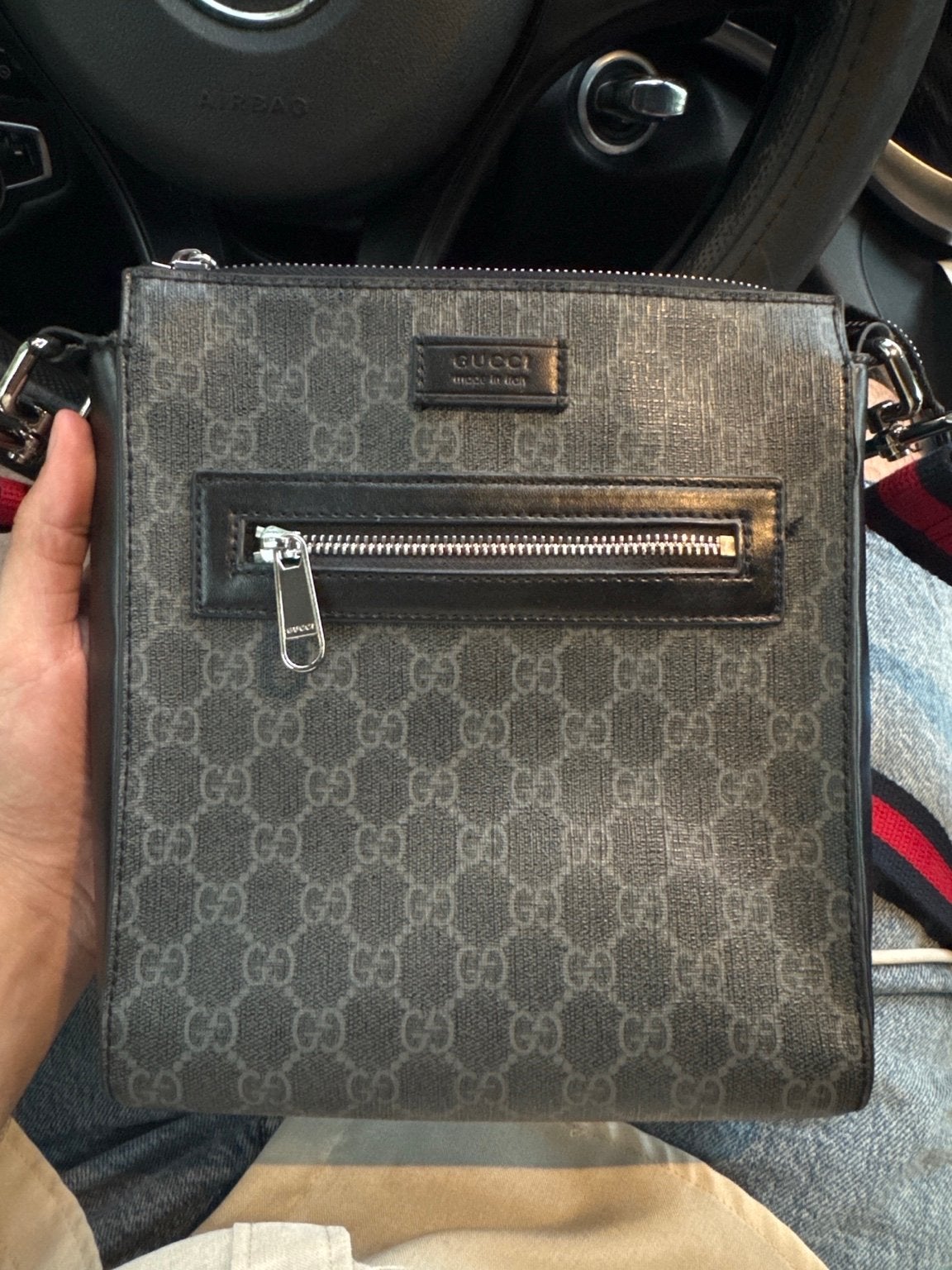 Gucci GG Supreme Messenger Tas Zwart Heren, Ophalen of Verzenden, Gebruikt, Zwart