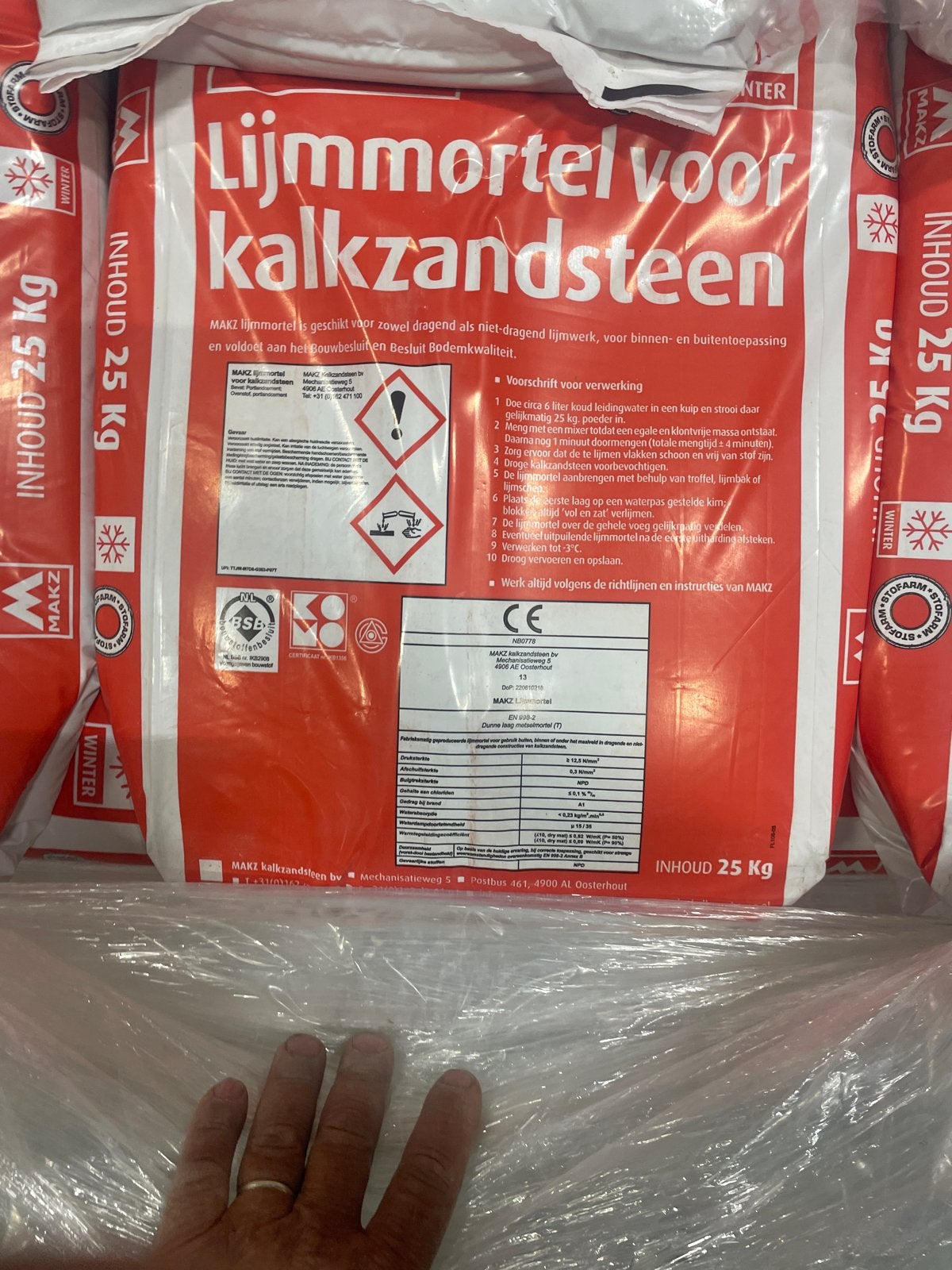 25 zakken MAKZ lijmmortel voor kalkzandsteen (25 kg), Ophalen of Verzenden, Nieuw