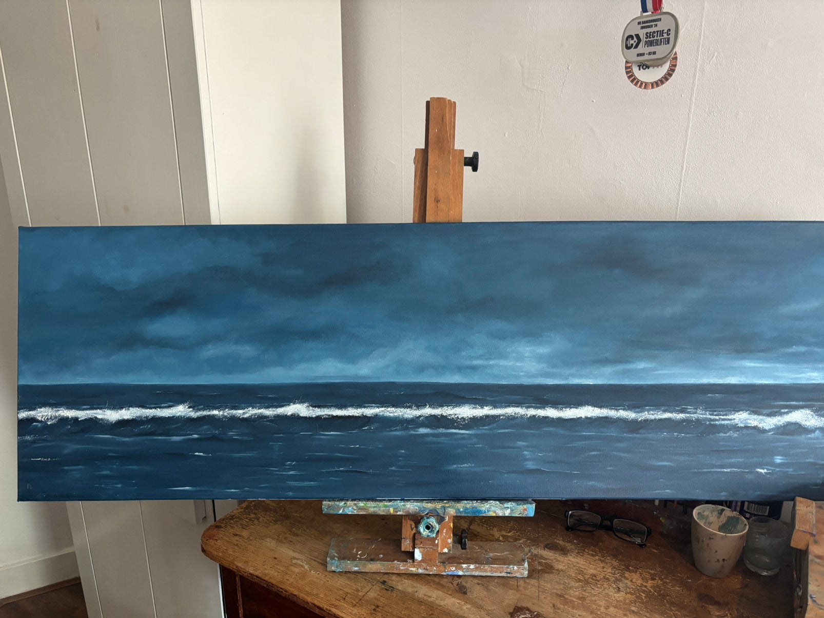 Olieverf schilderij zeegezicht, Ophalen of Verzenden