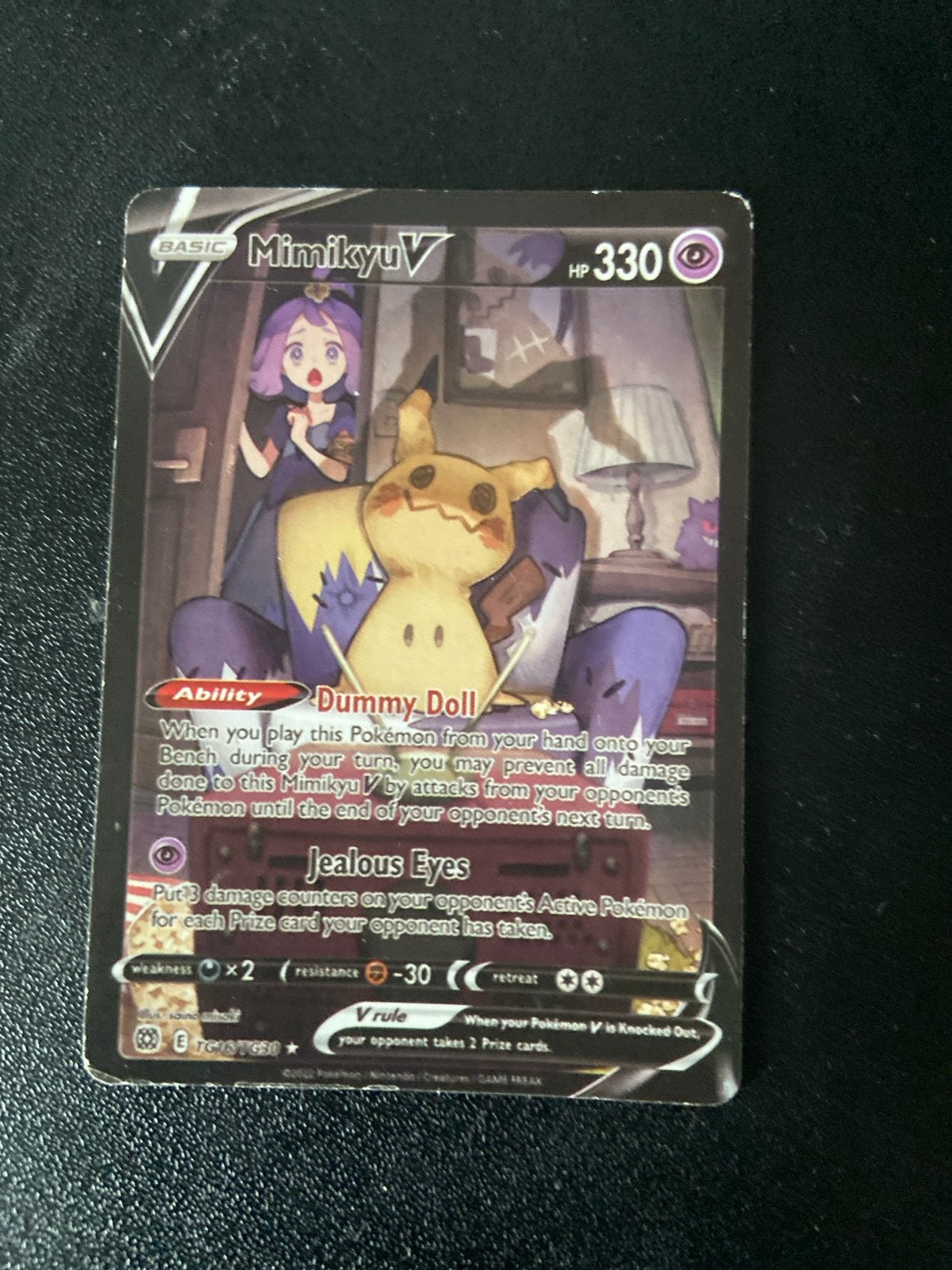Zeldzame Mimikyu V Full Art Pokemon Kaart, Ophalen, Gebruikt, Losse kaart, Foil