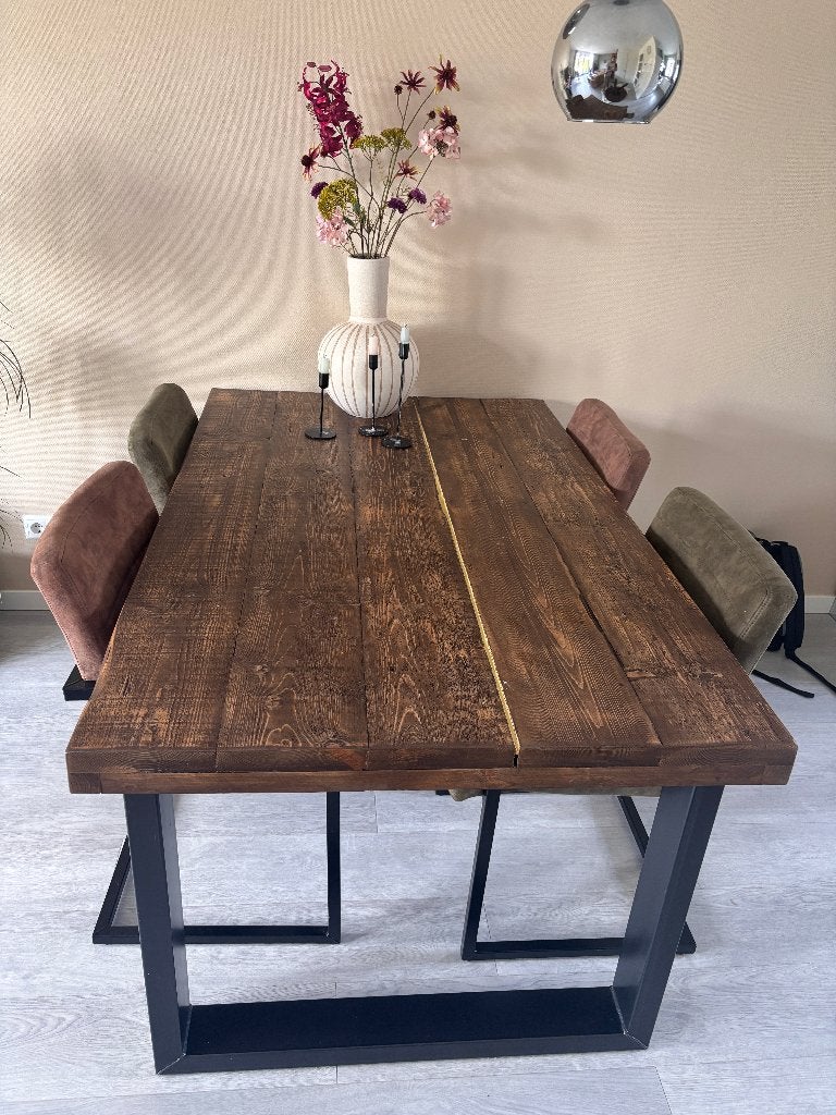 Eettafel met stoelen, Ophalen, Gebruikt, 50 tot 100 cm, 150 tot 200 cm