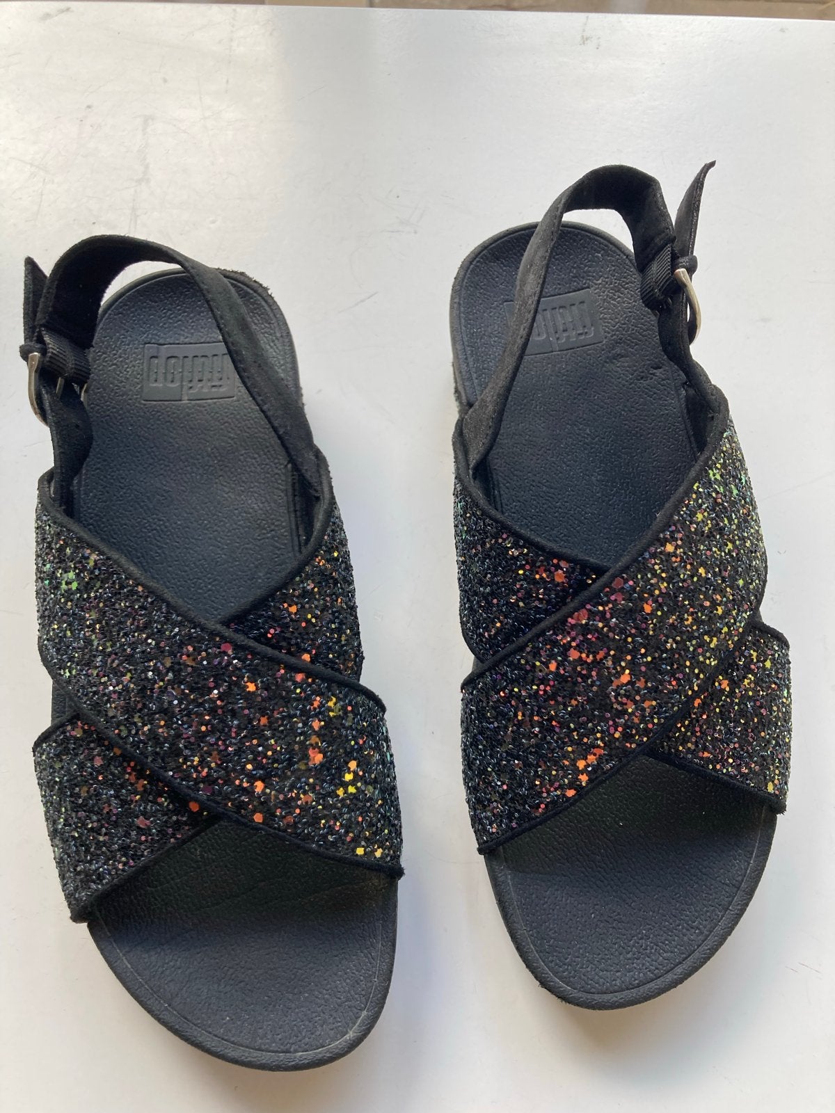 Fitflop Sandalen met Glitter - Zo goed als nieuw, Ophalen of Verzenden, Zo goed als nieuw, Zwart, Sandalen of Muiltjes