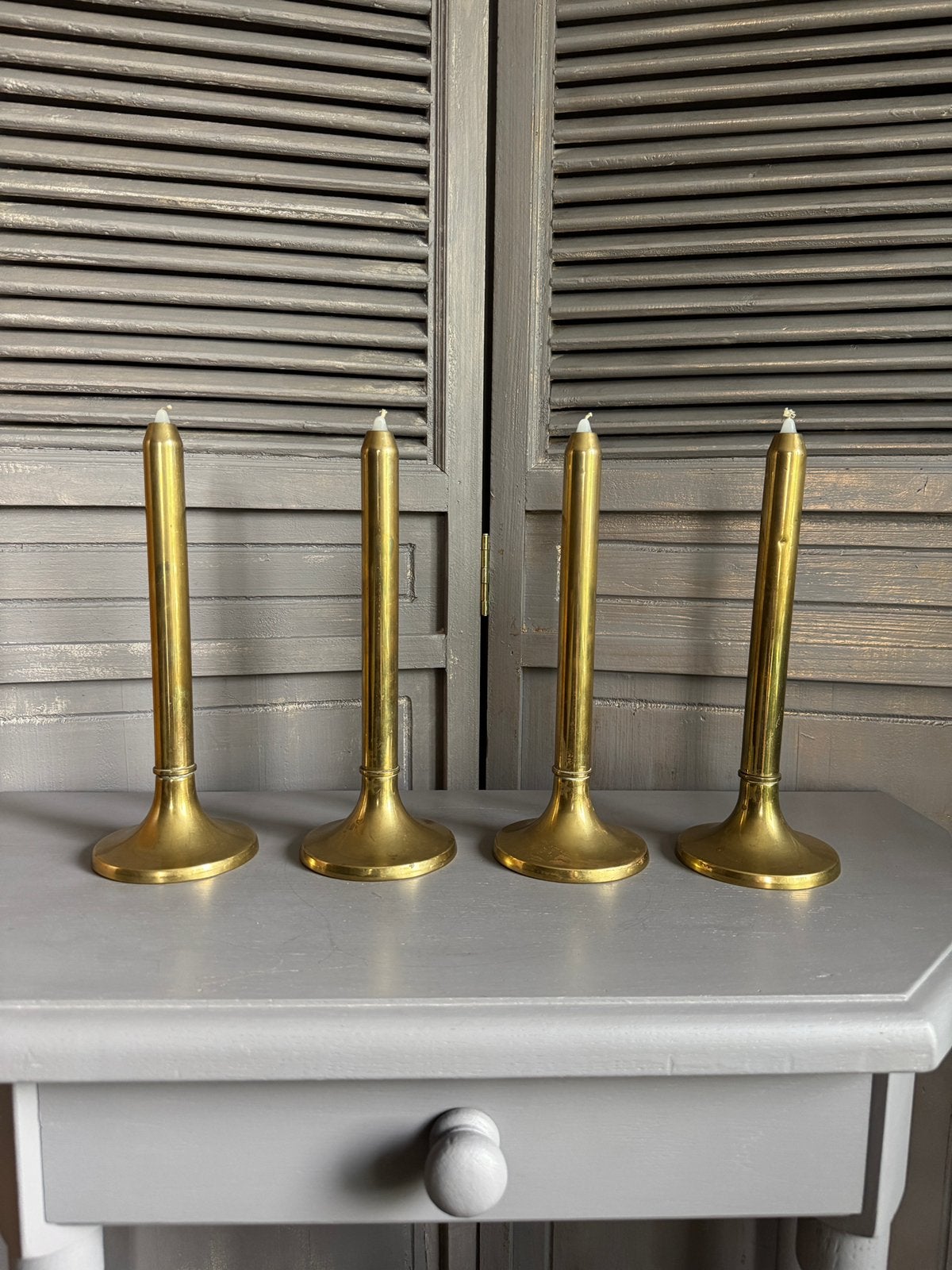 Koperen kandelaars met veermechanisme H 26cm, Ophalen of Verzenden, Koper of Brons