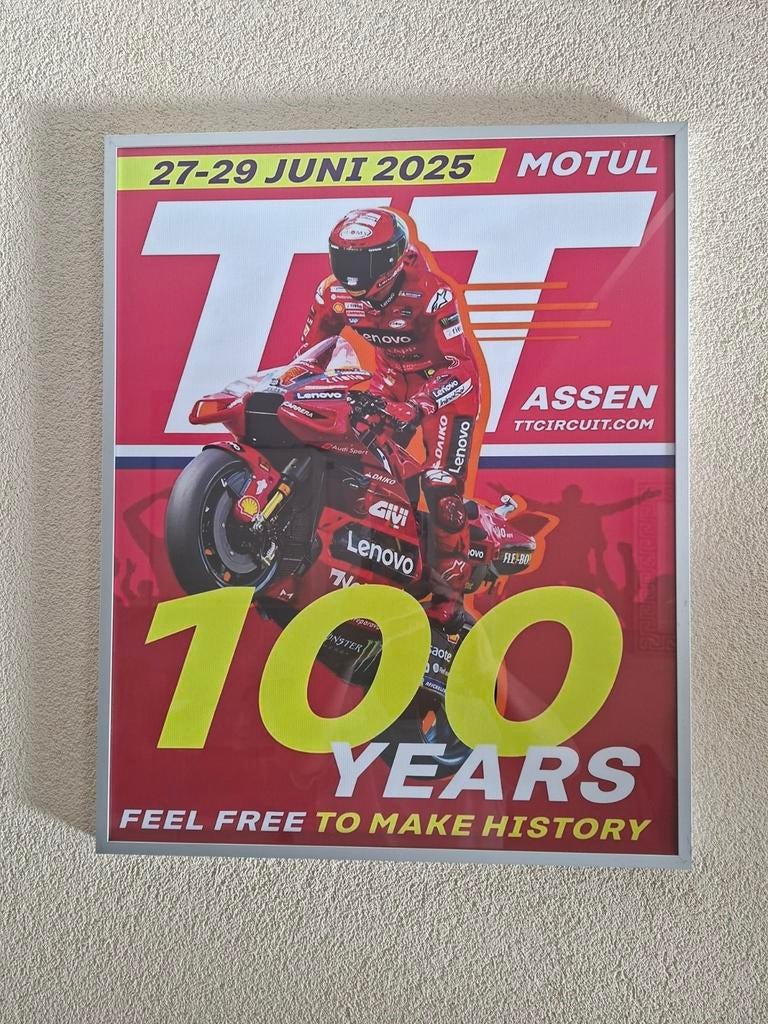 100 jaar T.T. poster in mooie lijst, G1, Ophalen of Verzenden