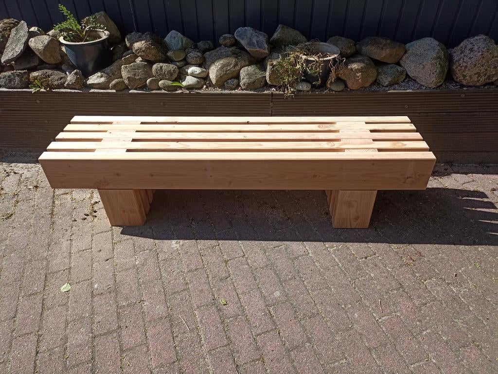 Douglas houten bank 190 cm lang, 6,5 cm dikke balken, Ophalen, Nieuw, Hout