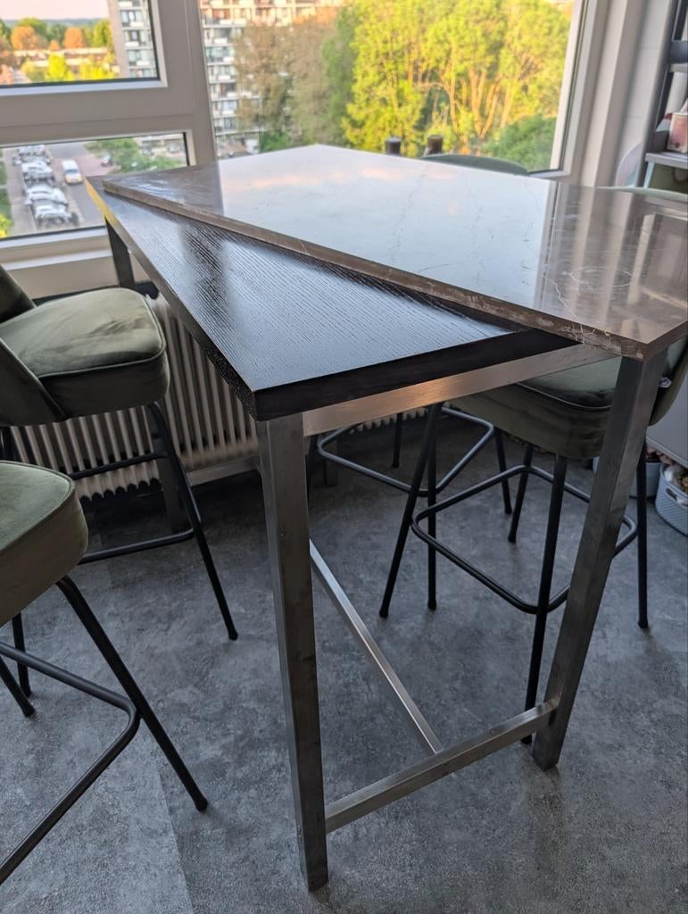 Bartafel ikea met metalen onderstel, Huis en Inrichting, Ophalen, Gebruikt