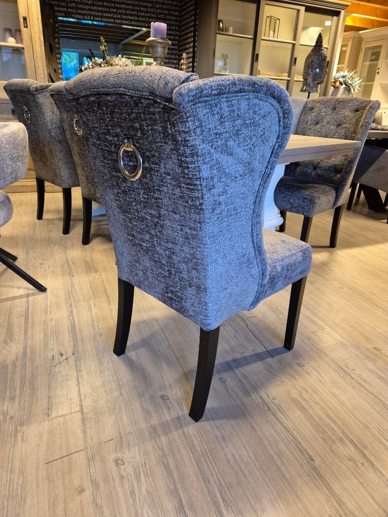 VOORRAAD 6 Landelijke Eetkamerstoelen Daisy Stof Stone (3), Overige kleuren, Nieuw, Stof, Vijf, Zes of meer stoelen