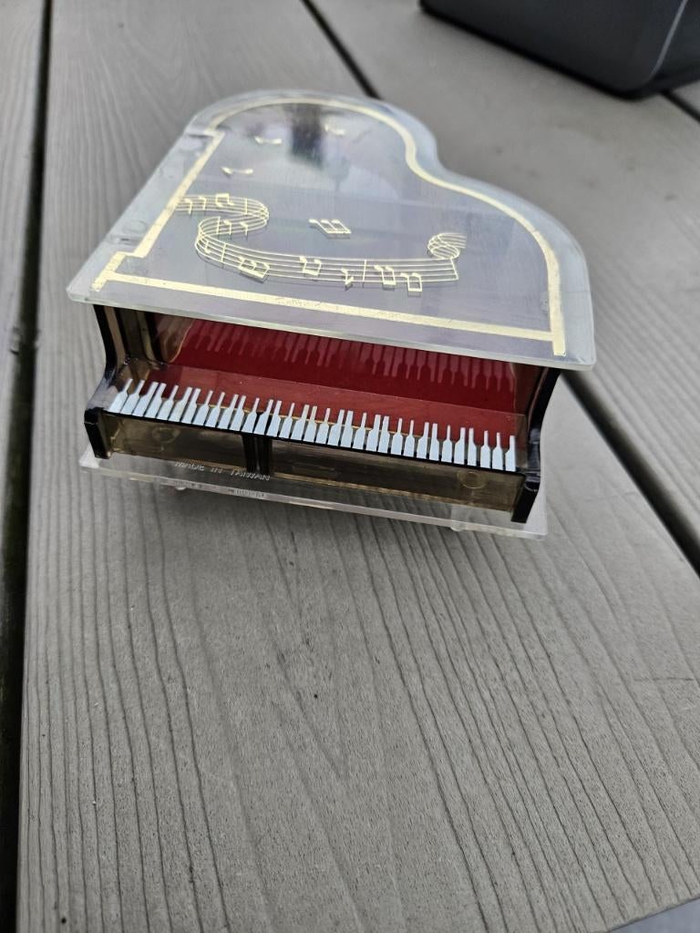 Mooi vintage acryl piano muziekdoos nette en werkende staat, Antiek en Kunst, Ophalen of Verzenden