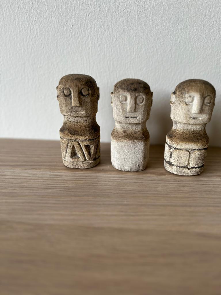 Set van 3 handgemaakte stenen  beelden, Ophalen of Verzenden