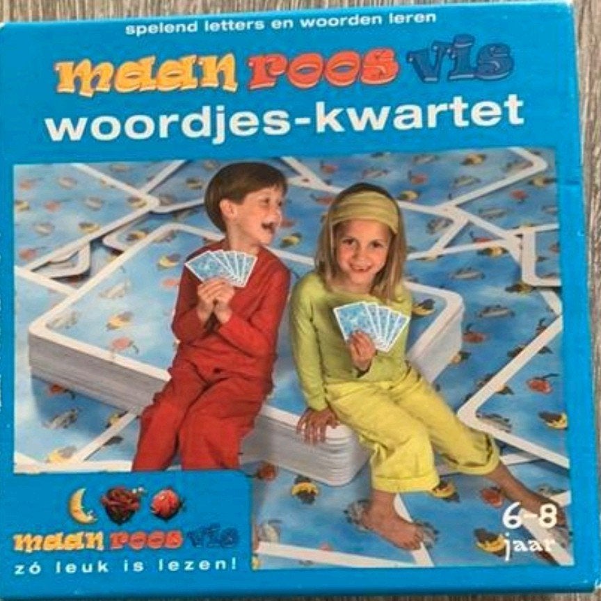 Maan roos vis woordjes kwartet leren lezen NEDERLANDS TAAL, Ophalen of Verzenden
