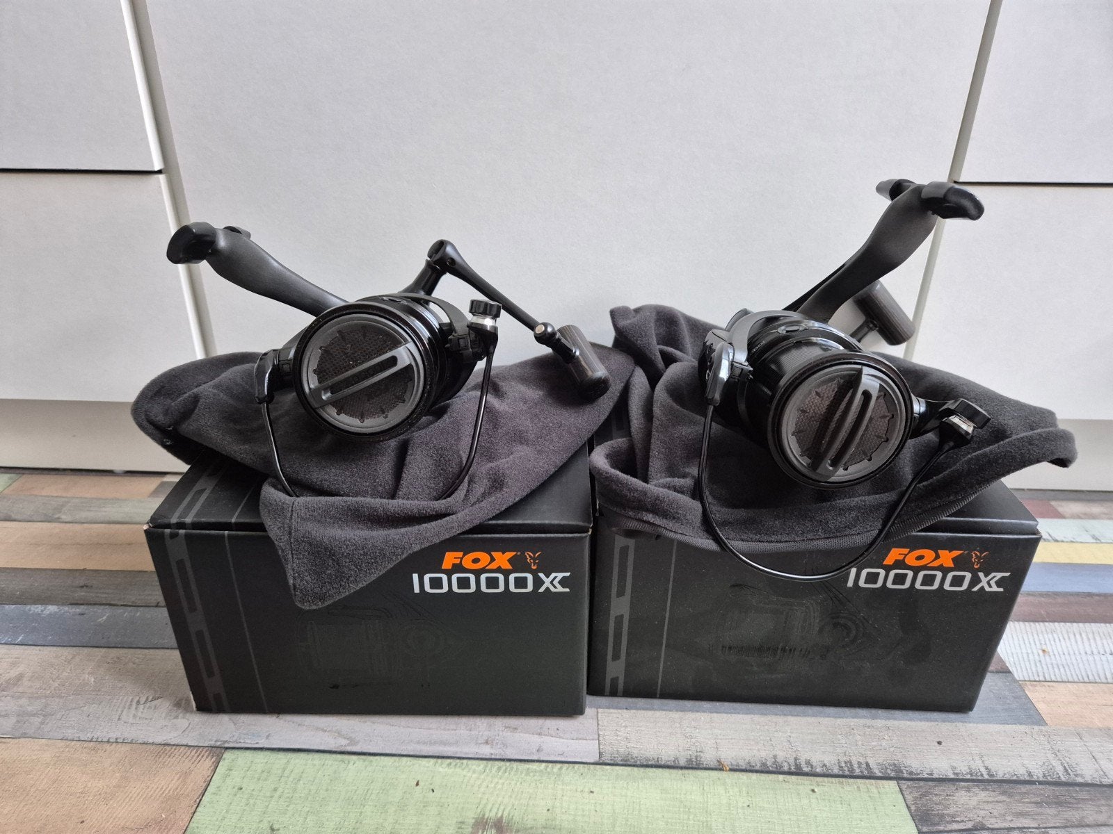 2x fox 10000 xc molens, Watersport en Boten, Hengelsport | Karpervissen, Ophalen, Zo goed als nieuw, Molen